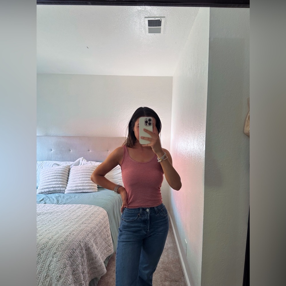 Brandy Melville Red and White Tank Top